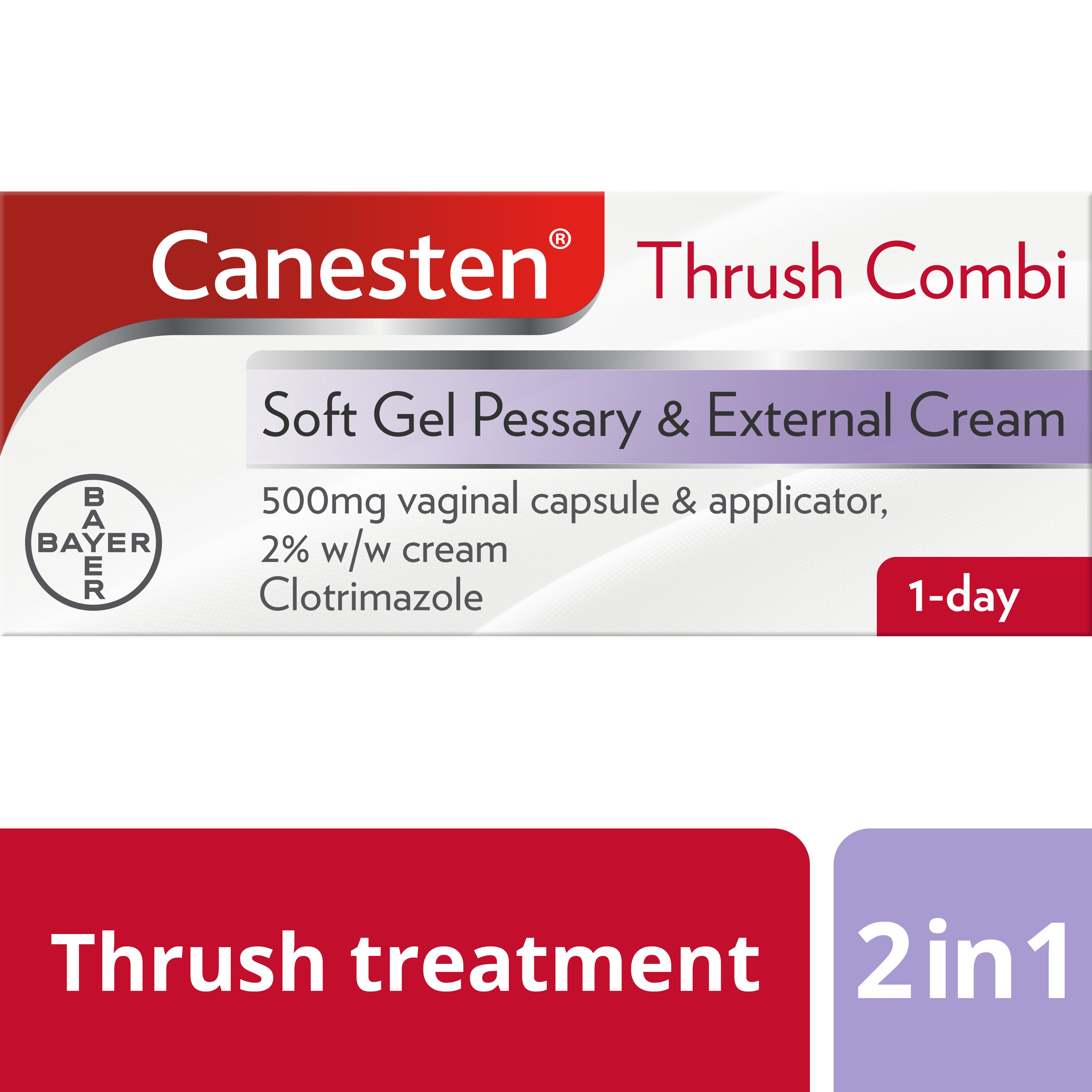 Thrush treatment 2 in 1: Canesten Thrush Combi Soft Gel Pessary and External Cream